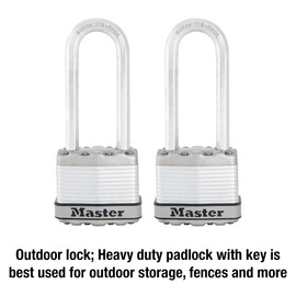 Master Lock M1XTLJ Magnum Heavy Duty Padlock with Key, 2 Pack Keyed-Alike