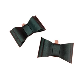 Douqu 1 Pair Simple Elegant Woman Ladies Black PU Bow Shoe Clips Decoration Removable Shoe Buckle