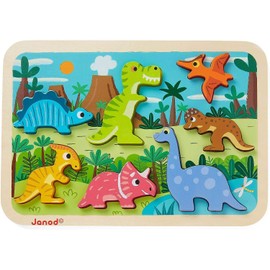 Janod Dinosaur Chunky Puzzle - 7 Pieces - Ages 18 Months+ - J07054