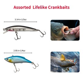 GOANDO Fishing Lures Kit for Freshwater Bait Tackle Kit for Bass Trout Salmon Fishing Accessories Tackle Box Including Spoon Lures Soft Plastic Worms Fishing Gifts