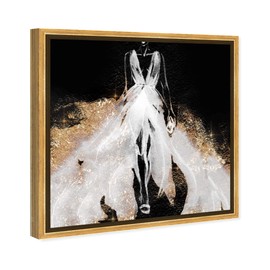 The Oliver Gal Artist Co. Fashion and Glam Framed Wall Art Canvas Prints 'Night for Stars Elegance' Dress Home Décor, 30" x 30", Black, White