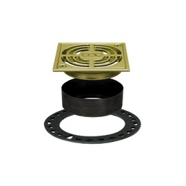 Schluter Kerdi-Drain Contour Shower Grate Kit with Integrated Slope Bonding Flange - Ideal for Tile Showers - 4" Grate Size, Square, Brushed Brass Anodized Finish - KD4GRKAMGB