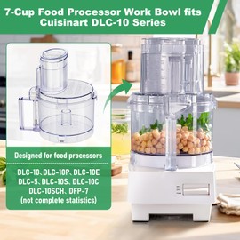 FP-631AGTX-1 Food Processor Work Bowl Kit Contain:FP-631AGTXT-1,DLC-117BGTXT1,DLC-118BGTXT1,DLC-120BGTX-1 Compatible With Cuisinart 7-Cup Food Processor Work Bowl DLC-10 Series,4 Assembly Kit