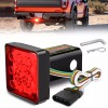 Nilight LED Brake Light Trailer Hitch Cover Square Red Lens