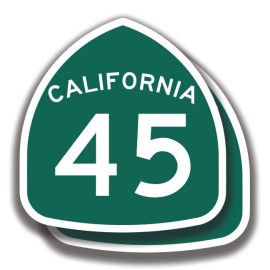 The Decal And Sticker Mafia CALIFORNIA STATE ROUTE 45 STICKER 2 Decals Road Sign Bogo Highway Car Bumper - 3"W x 3.1"H