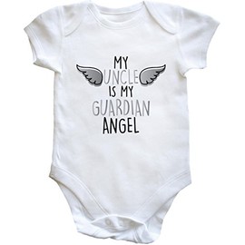 Hippowarehouse My Uncle is My Guardian Angel - Heaven Baby Vest Bodysuit (Short Sleeve) Boys Girls White