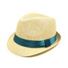 TrendsBlue Classic Natural Fedora Straw Hat, Teal Band
