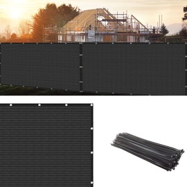 Black 6' x 45' Privacy Screen Fence Windscreen Heavy Duty Mesh Shade Net Cover with 93% Blockage for Deck, Patio, Backyard, Outdoor Pool, Porch, Railing, Apartment - Zip Ties Included, Customized