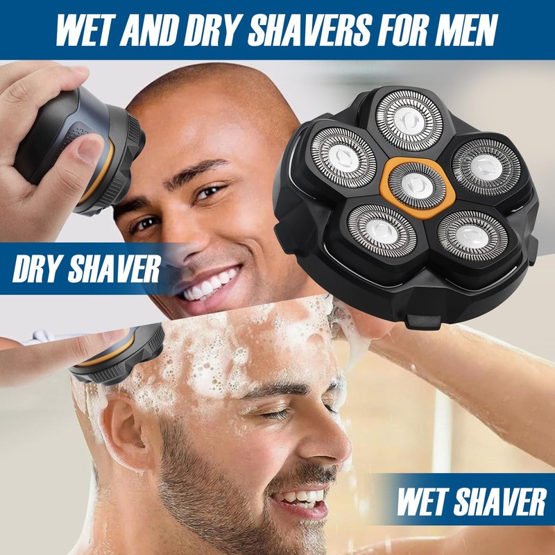 2PCS Magnetic 6 Blade Head Shaver Replacement Heads for DOAO
