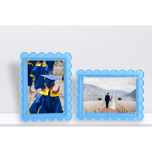Generic 5x7 Scalloped Photo Frame with Magnetic Tabletop Display (2