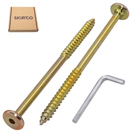 SKIR'CO (20 pcs) Yellow Zinc Plated Wood Connector Screws 6.5 x 110 mm, Furniture Connector Screws, Flat Head