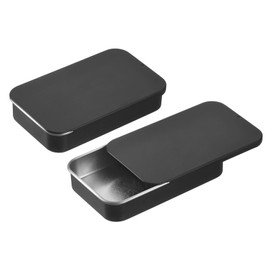 sourcing map 6 Pcs Metal Tin Box Container, 3.1x2x0.6 Inch Slide Top Tin Containers Empty Rectangular Storage Box Portable Mini Tin Case for Candy Cosmetic Crafts, Black