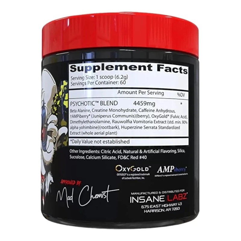 Pre Entreno Insane Labz Psychotic 60 Servicios Sabor Ponche De