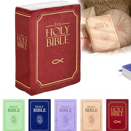 Thcbme Holy Bible Pillow,Cozy Faith Bible Pillow,Bible Pillow Book Plush That Opens,Bible Pillow,Book Shape Bible Verse Pillow (RED, 1PC)
