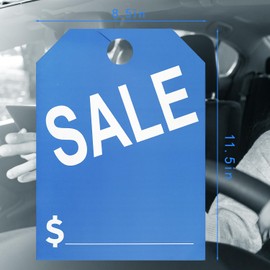 Moorovgi 50 Packs Car Sale Tags Mirror Hang Tags,Car Dealership for Sale,8.5 x 11.5 Inches Sale Price Car Mirror Hang Tags (Blue)