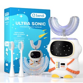 Cepillo de Dientes Eléctrico Infantil U Dental Pro Sensorial 360 - Tecnología Avanzada, Diseño de Astronauta en Forma de U, para Niños de 2 a 7 Años, 5 Modos de Cepillado, Función de Memoria Automática (Blanco, Pequeño)