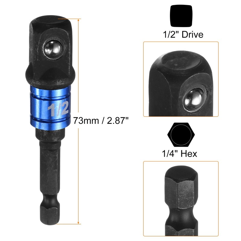 sourcing map Deep 6-Point Impact Socket 1/2" Drive 19mm Metric