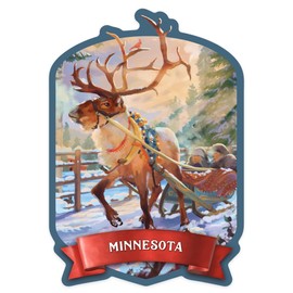 Die Cut Sticker Minnesota, Christmas Sleigh Ride, Vinyl Sticker 3 to 6 inches, (Waterproof Decal for Cars, Water Bottles, Laptops, Coolers), Large