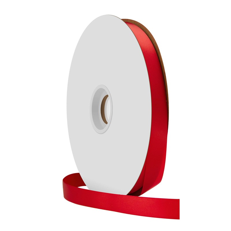 Berwick Offray 5/8" Single Face Satin Ribbon, Red, 100 Yds