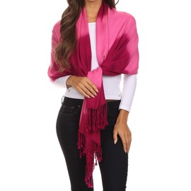 Sakkas Vicki Trendy Ombre Striped Tie Dye Pashmina Shawl/Wrap/Stole - Casual berry