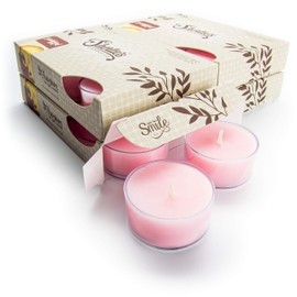 Sandalwood Rose Premium Tealight Candles Bulk Pack - Highly Scented with Essential Oils - 24 Pink Tea Lights - Beautiful Candlelight - Made in The USA - Incense & Earth Collection