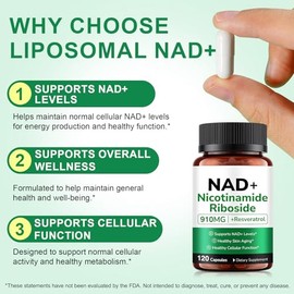Suplementos NAD para mujeres, 120 piezas NAD+ suplemento para antienvejecimiento y regeneración celular, apoya la energía celular, cerebro, músculo, t
