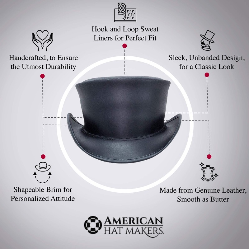 American Hat Makers Marlow Leather Top Hat — Stylish &