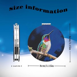 KWSAAHU Double-Sided Pocket Compact Mini Makeup Mirrors 1x, 2X Magnifying Mirror Portable Foldable Round Small Purse Mirror Suitable Daily Party Travel for Man Woman - Lovely Hummingbird