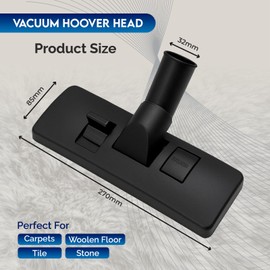 Henry Hoover Head 32mm, Specially Designed For Carpet and Floor, 270mm Wide, Compatible with Numatic Henry Hoover, Hetty, James, NRV Dual Pedal Replacement Tool Nozzle Attachment for Numatic