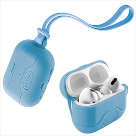 BONE AirPods Pro 2 Strap Case, Waterproof Silicone Case with Shock-Absorbing Design, Supports Wireless & MagSafe Charging, Compatible with AirPods Pro 2nd Generation (Kusumi Blue)