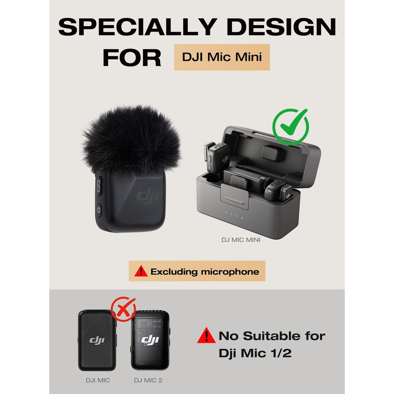 SUNMON Furry Mic Windscreen for DJI Mic Mini, Furry Mic