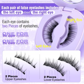 Lanflower Magnetic Eyelashes with Applicator, Mangetic Eyelashes Natural Look, Wispy Magnetic Lashes, No Glue Needed Magnetic Eyelashes, Strong Hold, Reusable, Waterproof, Cat Eye, No Irritation