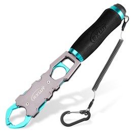 RXLUY 11.5" Fish Lip Gripper with Scale, Max 40lbs Scale, 360° Swivel Non-Slip Handle, Durable Fish Grabber Tool for Safe, Hook Removal, Easy Catch & Release, Fishing Gifts for Men Women (Blue)
