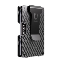 FINDU Men's Carbon Fiber Slim Wallet, RFID Protected, Holds 22 Cards, Black