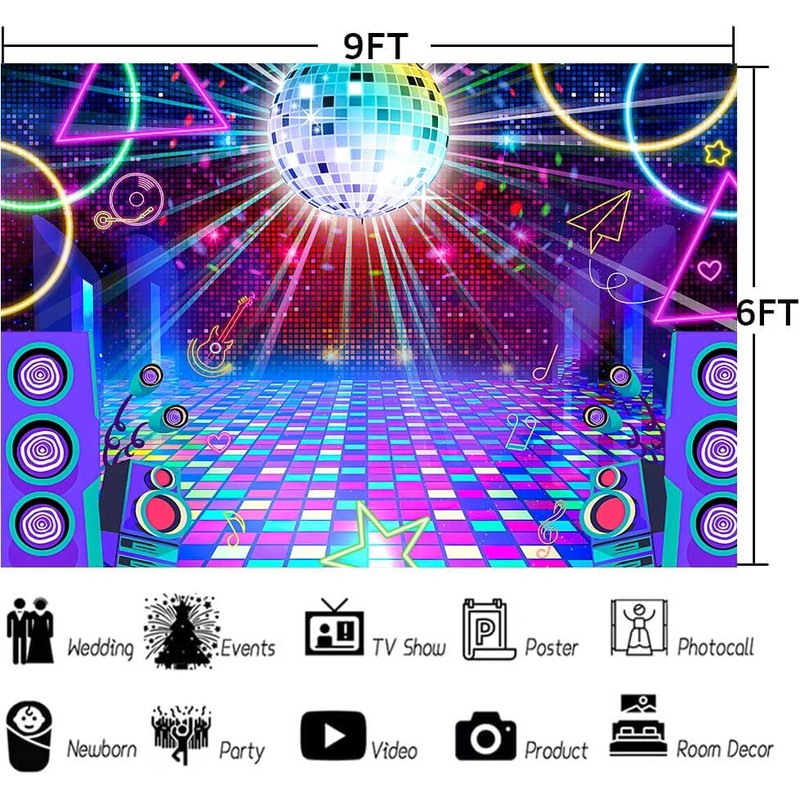 Disco Backdrop for Retro 70s 80s 90s Glow Dance Party