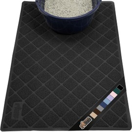 GORILLA GRIP Cat Litter Box Mat, Water Resistant Kitty Litter Trapping Mat, Textured Backing, Easy to Clean, Less Waste and Clean Floors, Kitten Supplies for Indoor Cats, Soft on Paws, 30x20 Black