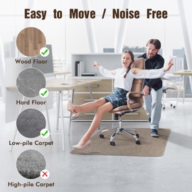 Blvornl Office Chair Mat for Hardwood Floor, 50" x 63" Desk Chair Mat for Hard Wood and Tile Floor, Large Anti-Slip Hard Floor Protector Rolling Chair Mat, PVC Mat Desk Rug for Office Home, Dark Brown