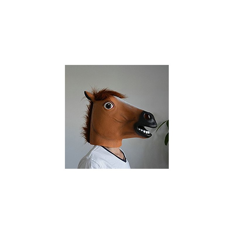 Deluxe horse mask with main black and tan colouring