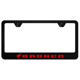 Au-TOMOTIVE GOLD UV Print Polycarbonate License Plate Frame for Ford Bronco (Red on Black)