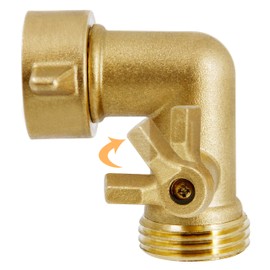 Twinkle Star 90 Degree Garden Hose Elbow with Shut Off Valve 2 Pack, 3/4" Heavy Duty Hose Adapter with 2 O-rings, Solid Brass Gooseneck Garden Hose Connector