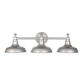 Design House 520312 Kimball Industrial Farmhouse 3-Light Indoor Bathroom Vanity Light with Metal Shades for Over the Mirror, Galvanized Paint