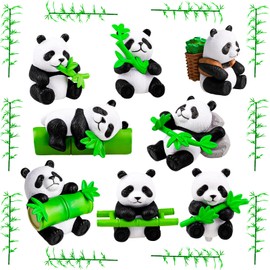 Folmywy 8 Pcs Miniature Panda Figurines Bamboo Fairy Garden Resin DIY Landscape Decoration Figurine Mini Cute Animal Micro Statue Desktop Yard Lawn