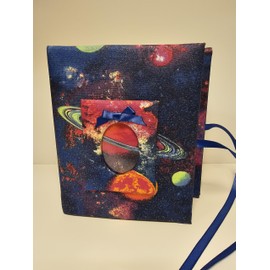 Celestial Galaxy Photo Album in Blue- Planets and Stars Photo Album - Handmade - Holds 100 4 x 6 Photos