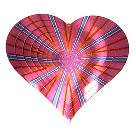 WorldaWhirl Whirligig 3D Wind Spinner Hand Painted Stainless Steel Twister Heart (12 Inch, Multi Color)