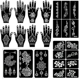 ChurlChurl 229pcs Temporary Tattoo Stencils, 19 Sheets Tattoo Stencils for Women Girls Kids Face Body Paint DIY Art Glitter Airbrush Tattoo Stencils Pack