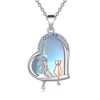 YAFEINI Cat Chain Girl Pendant Cat Necklace 925 Sterling Silver