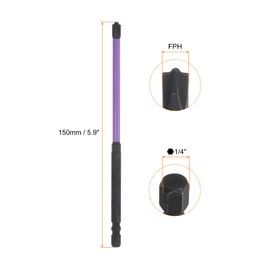 HARFINGTON 3pcs Phillips Slotted Head Screwdriver Bits FPH2 5.9" Length 1/4" Hex Shank S2 Steel Magnetic Flat Cross Head Electrician Bit