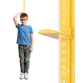 Egoldto Height Measurement for Wall, Children Adult Height Measurement Rod, 3D Removable Growth Height Stick, Wall Mounted Splicing Height Ruler for Kids Baby Nursery 79 inch (Yellow)