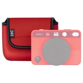 JJC Kompaktkameratasche aus Neopren mit Klettverschluss für Leica Sofort 2, D-Lux 8 Sofortbildkamera Taschen Organizer, Rot