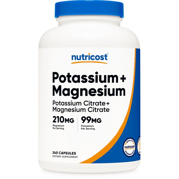 Nutricost Potassium (99 mg) Magnesium (210 mg) Citrates, 240 Capsules